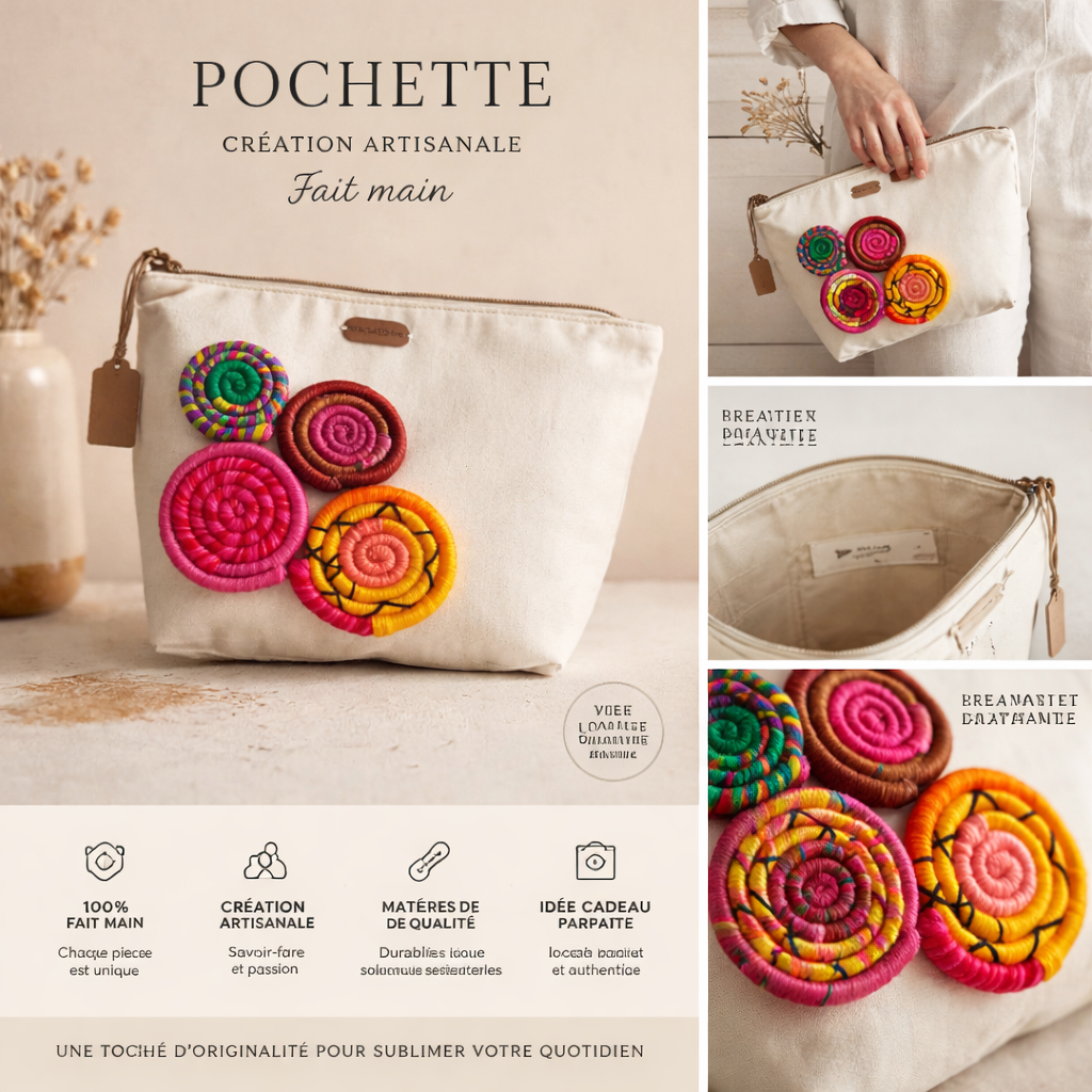 Pochette artisanale faite main – Élégance minimaliste